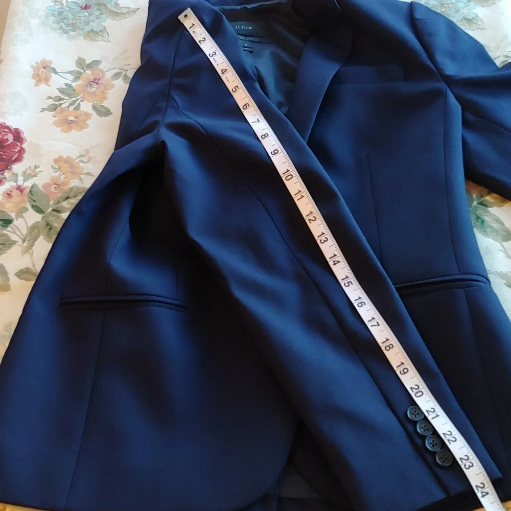 J. Crew Fine Wool Super 120s Button Blazer Coat in Navy Blue Women's size 8 - Picture 10 of 16